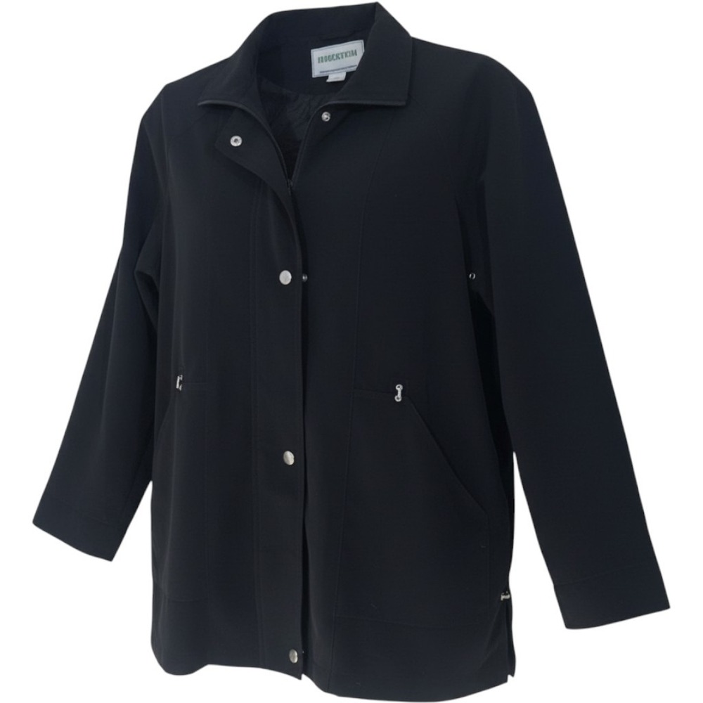 Fitzwright Black Zip Front Lightweight Jacket XL Snap Button Utility Windbreaker